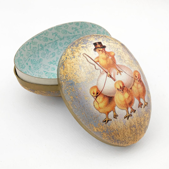 4-1/2" Chick's Egg Haul Paper Mache Easter Egg Container ~ Germany